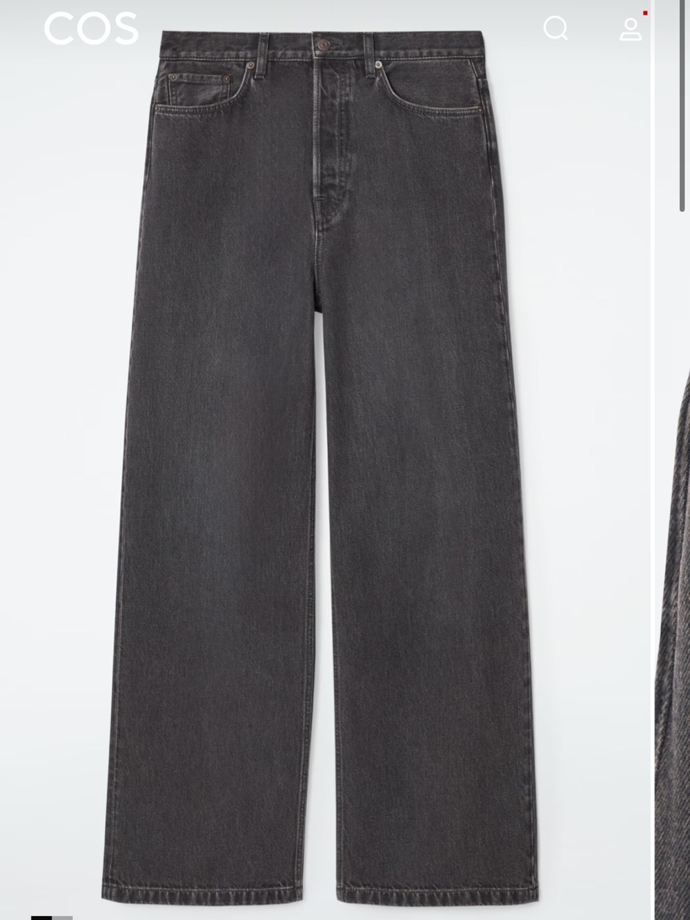 COS Black Wide-Leg Denim Jeans with Subtle Wash